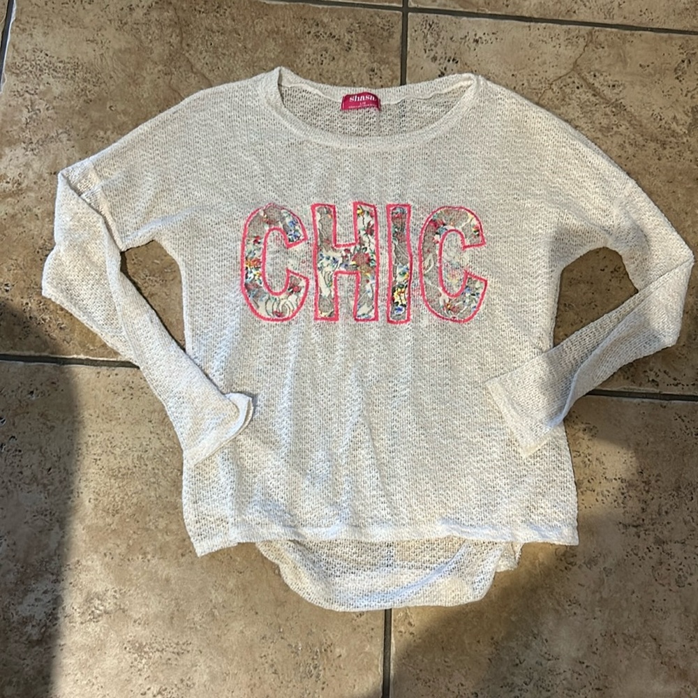 Sheer knit top sz L- cream